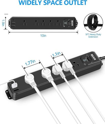 2 Pack Surge Protector Power Strip, 10FT Long Extension Cord in Kuwait