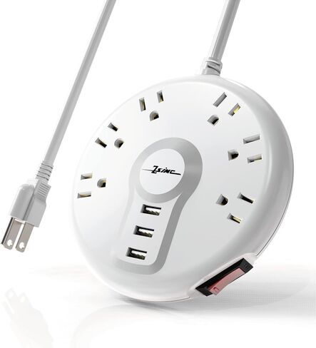Power Strip, 6 Outlets and 3 USB Ports 6.5FT Long Extension Cord, Circle Socket Overload, 100% Copper Core, Flat Plug Charging Station Compact for Office, Home, Travel (Black) in Kuwait