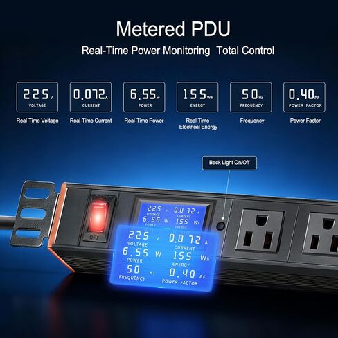 19in 1U Metered PDU Rack Mount Power Strip with Display in Kuwait