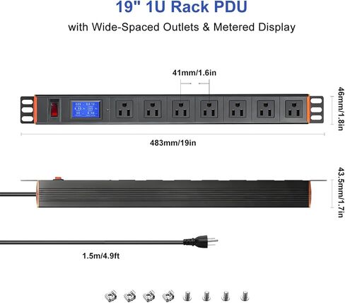 19in 1U Metered PDU Rack Mount Power Strip with Display in Kuwait