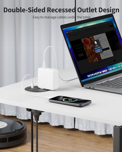 Desk Grommet, Dual-Sided Recessed Power Strip, 4 Outlets 3 USB (2 USB-C) in Saudi Arabia