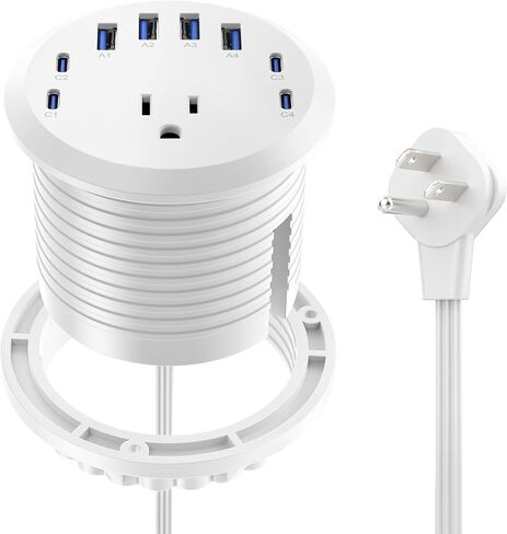 3 inch Desk Power Grommet USB C 65W,Ultra-Flat Plug Power Strip in Kuwait