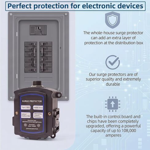 Whole Home Surge Protector, SPD2ULTRA Surge Protector, 108,000Amp Whole-House Surge Protector,120/240V, Indoor/Outdoor,for Breaker Box/Load Center,System Spike and Surge Protection,10 Years Warranty in Saudi Arabia