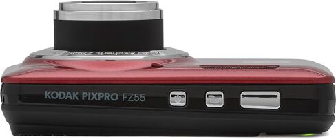 Kodak PIXPRO FZ55 Red 16MP Digital Camera 5X Optical Zoom 28mm Wide Angle 1080P Full HD Video 2.7" LCD Camera + 64GB Card and Reader + Memory Wallet in Kuwait