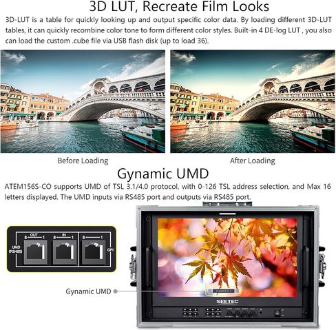 ATEM156S-CO 15.6 inch Multi-Camera Broadcast Monitor with 4x3G-SDI Input Output 1 HDMI in Quad Split Display for Studio Television Production Full HD 1920x1080 (ATEM156S-CO) in Kuwait