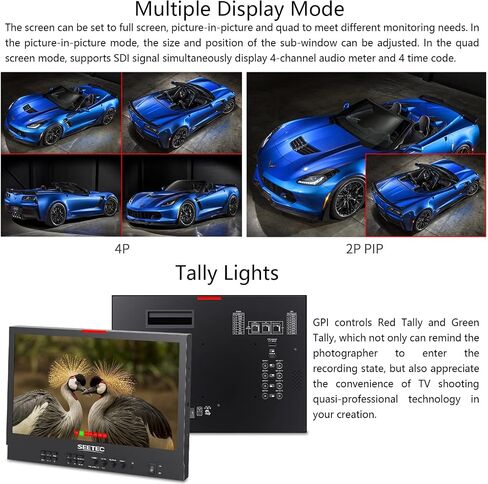ATEM156S-CO 15.6 inch Multi-Camera Broadcast Monitor with 4x3G-SDI Input Output 1 HDMI in Quad Split Display for Studio Television Production Full HD 1920x1080 (ATEM156S-CO) in Kuwait