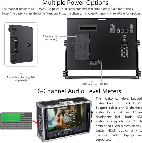 ATEM156S-CO 15.6 inch Multi-Camera Broadcast Monitor with 4x3G-SDI Input Output 1 HDMI in Quad Split Display for Studio Television Production Full HD 1920x1080 (ATEM156S-CO) in Kuwait