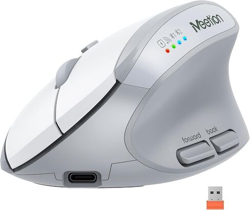 MEETION Left-Handed Ergonomic Vertical Mouse, Wireless, Rechargeable, Black in Saudi Arabia