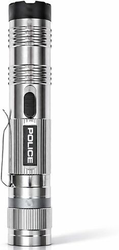POLICE Stun Gun for Self Defense – M12 Aluminum High Voltage Mini Rechargeable with LED Flashlight, Compact & Heavy Duty – Personal Security for Women & Men – Grey in Kuwait