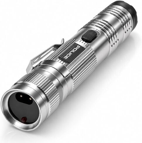 POLICE Stun Gun for Self Defense – M12 Aluminum High Voltage Mini Rechargeable with LED Flashlight, Compact & Heavy Duty – Personal Security for Women & Men – Grey in Kuwait
