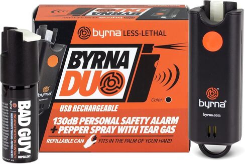 Byrna Duo | Rechargeable Personal Safety Alarm + Pepper Spray | Compact Self-Defense Tool with Replaceable Canisters, Portable Safety for On-The-Go in Kuwait