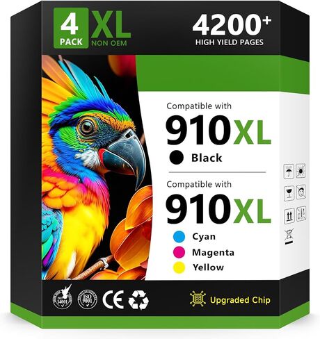 COMBUY 910XL Ink Cartridges Combo Pack Replacement for HP 910XL 910 XL Work for HP 8010, 8012, 8018, 8022, 8020, 8025, 8026, 8028, 8030, 8035 Printer, 4 Pack in Kuwait