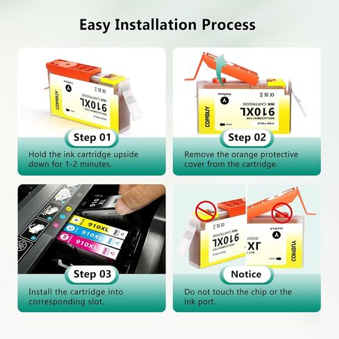 COMBUY 910XL Ink Cartridges Combo Pack Replacement for HP 910XL 910 XL Work for HP 8010, 8012, 8018, 8022, 8020, 8025, 8026, 8028, 8030, 8035 Printer, 4 Pack in Kuwait