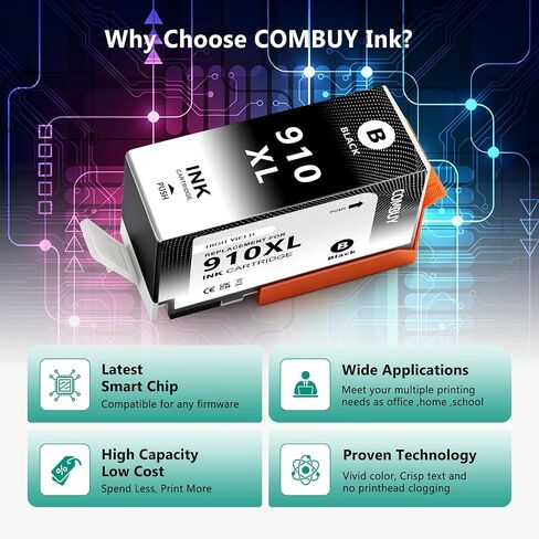 COMBUY 910XL Ink Cartridges Combo Pack Replacement for HP 910XL 910 XL Work for HP 8010, 8012, 8018, 8022, 8020, 8025, 8026, 8028, 8030, 8035 Printer, 4 Pack in Kuwait