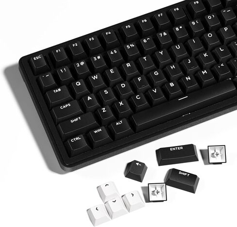 HITIME XVX WOB Double Shot PBT Keycaps Set 138 Keys, Cherry Profile Custom Keycap 60 65 75 100 Percent for 61/64/68/84/87/100/104/108 Mechanical Gaming Keyboard, Black in Saudi Arabia