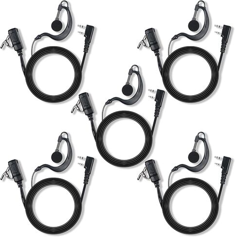 Walkie Talkie Earpiece with Mic PTT 2 Pin G Shape Headset Ear Piece, 5 Pack in Saudi Arabia