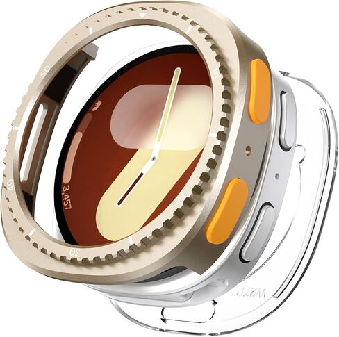 For Samsung Galaxy Watch 8 40mm Cover, Metal Protective Case Compatible With Samsung Galaxy Watch 8 40mm, Ultra-Thin Durable Metal Case With Back Frame For Samsung Watch 8 40mm (Titanium Gold) in Kuwait