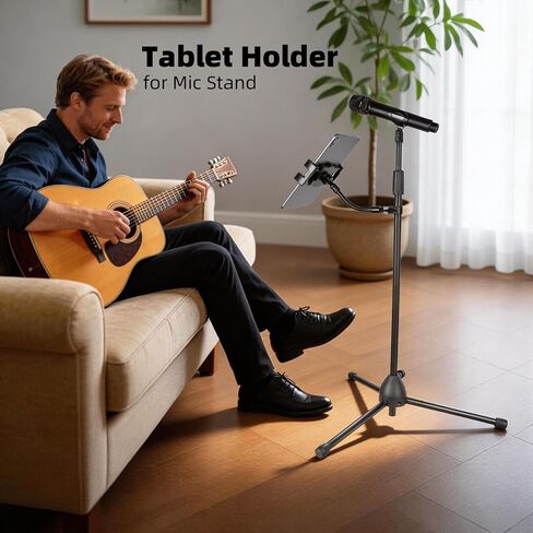 Flexible iPad Holder for Mic Stand, Enhanced Gooseneck Tablet Phone Holder Micophone Music Stand Mount with Super Handle Clamp for iPad Pro 12.9 Air Mini 4.7-13" iPhones & Tablets in Saudi Arabia