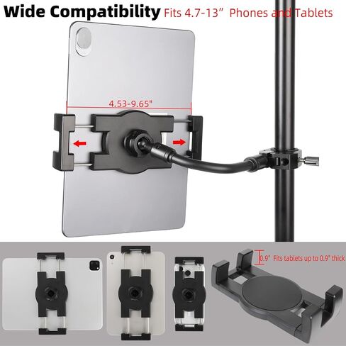 Flexible iPad Holder for Mic Stand, Enhanced Gooseneck Tablet Phone Holder Micophone Music Stand Mount with Super Handle Clamp for iPad Pro 12.9 Air Mini 4.7-13" iPhones & Tablets in Saudi Arabia