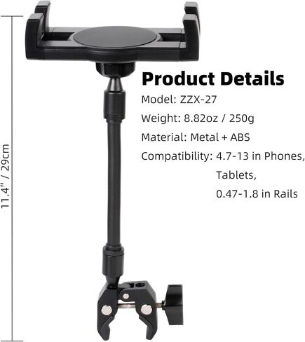 Flexible iPad Holder for Mic Stand, Enhanced Gooseneck Tablet Phone Holder Micophone Music Stand Mount with Super Handle Clamp for iPad Pro 12.9 Air Mini 4.7-13" iPhones & Tablets in Saudi Arabia
