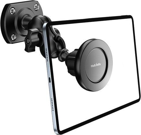 MAGJIEYX Magnetic iPad Wall Mount, Tablet Holder with Metal Ring, Universal for Kitchen Cabinet Office Home, 360° Drilled Base Multi-Angle Adjustable Stand Work for iPad Pro/Air/Mini，Strong Magnets in Kuwait