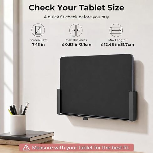 Universal Tablet Wall Mount for 7 to 13 Inch Screen, Wall Mount for iPad Air/Mini/Pro, Samsung Galaxy Tab/Android Tablets, Kindle, Adjustable Length Black Bracket, Includes All Mounting Screws in Saudi Arabia