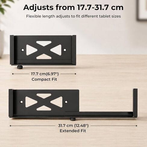 Universal Tablet Wall Mount for 7 to 13 Inch Screen, Wall Mount for iPad Air/Mini/Pro, Samsung Galaxy Tab/Android Tablets, Kindle, Adjustable Length Black Bracket, Includes All Mounting Screws in Saudi Arabia