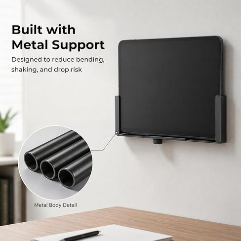 Universal Tablet Wall Mount for 7 to 13 Inch Screen, Wall Mount for iPad Air/Mini/Pro, Samsung Galaxy Tab/Android Tablets, Kindle, Adjustable Length Black Bracket, Includes All Mounting Screws in Saudi Arabia