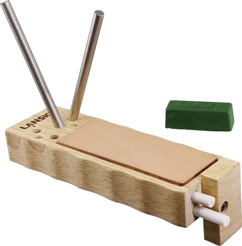 Lansky Diamond/Ceramic 4 Rod TurnBox Crock Stick Knife Sharpener with Leather Strop, 20° & 25° Angles in Kuwait