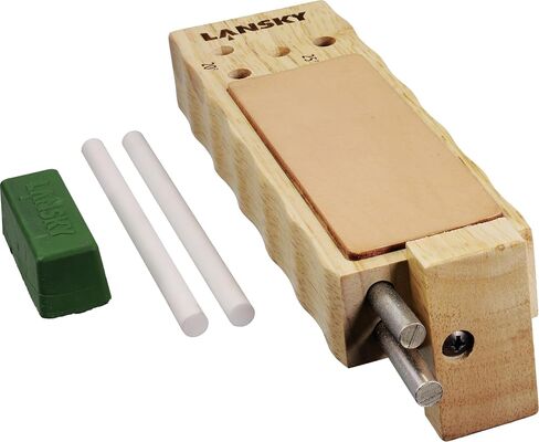 Lansky Diamond/Ceramic 4 Rod TurnBox Crock Stick Knife Sharpener with Leather Strop, 20° & 25° Angles in Kuwait