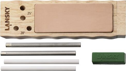 Lansky Diamond/Ceramic 4 Rod TurnBox Crock Stick Knife Sharpener with Leather Strop, 20° & 25° Angles in Kuwait