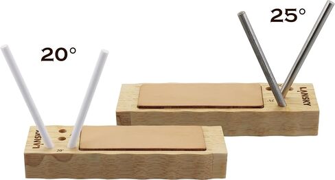 Lansky Diamond/Ceramic 4 Rod TurnBox Crock Stick Knife Sharpener with Leather Strop, 20° & 25° Angles in Kuwait