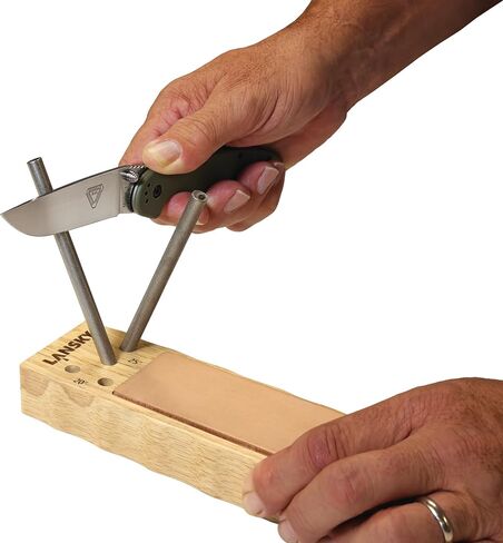 Lansky Diamond/Ceramic 4 Rod TurnBox Crock Stick Knife Sharpener with Leather Strop, 20° & 25° Angles in Kuwait