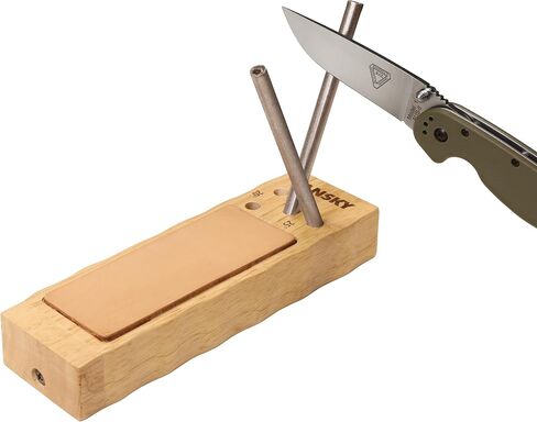 Lansky Diamond/Ceramic 4 Rod TurnBox Crock Stick Knife Sharpener with Leather Strop, 20° & 25° Angles in Kuwait