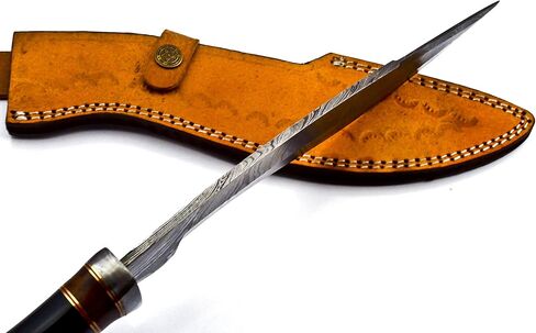 Nooraki - 15" Handmade Damascus Steel Heavy Duty Kukri Knife Sharp Blade, With Leather Sheath | Ideal for Hunting, Bushcraft, Survival, Chopping, Camping, Outdoor Gift for Men Women - KK155 in Kuwait