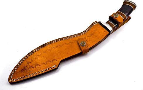 Nooraki - 15" Handmade Damascus Steel Heavy Duty Kukri Knife Sharp Blade, With Leather Sheath | Ideal for Hunting, Bushcraft, Survival, Chopping, Camping, Outdoor Gift for Men Women - KK155 in Kuwait