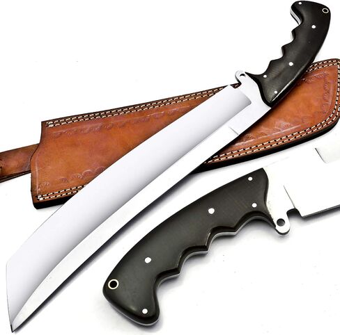 Nooraki 18" Handmade Machete Knife | Full Tang Hunting Knife Made Using Chrome Vanadium Stainless Steel, Camping knife with Micarta Handle and Leather Sheath in Kuwait