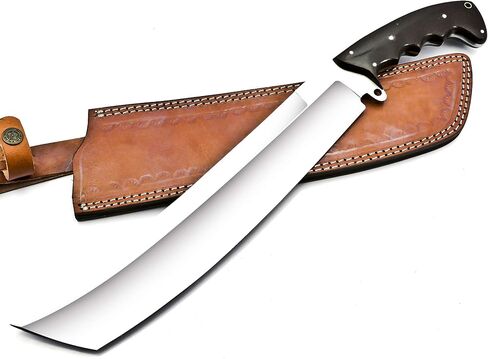 Nooraki 18" Handmade Machete Knife | Full Tang Hunting Knife Made Using Chrome Vanadium Stainless Steel, Camping knife with Micarta Handle and Leather Sheath in Kuwait