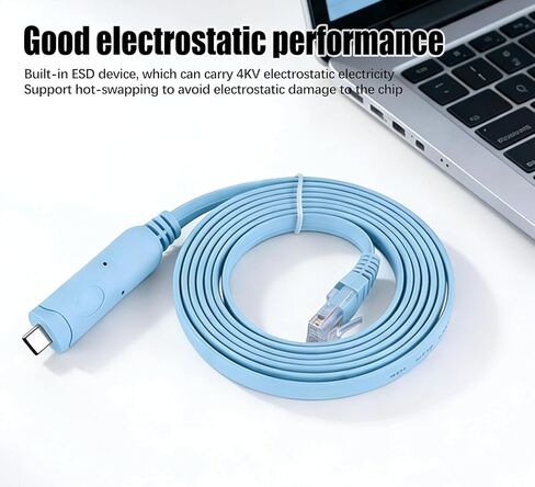 USB Type-C Serial Adapter, Compatible with USB C to RJ45 Console Cable Cisco Router/Juniper, Ubiquiti, Switches, Compatible with Mac, Windows, Linux (Blue) in Kuwait