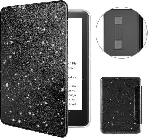 MOROCK Case for 6" Kindle Paperwhite 10th Generation 2018 Release(Model No. PQ94WIF), Slim Glitter PU Leather and PC Clear Acrylic Back Cover with Hand Strap, Auto Sleep/Wake, Glitter Blue in Kuwait