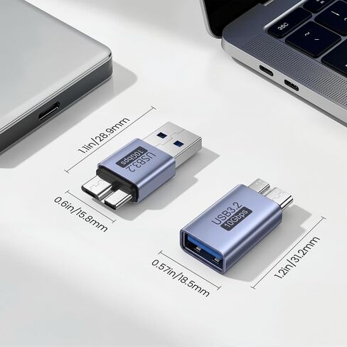 USB to Micro B Adapter(2 Pack), USB 3.2 10Gbps USB-A to Micro USB B Male in Kuwait