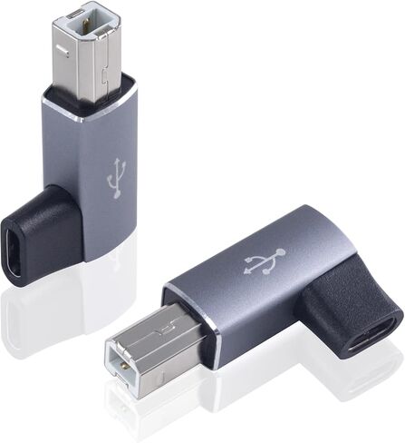 Danfetsoy USB B Printer to USB C 90 Degree Adapter, Type C Female to Type B Male Conveter MIDI Adapter Suitable for Printer, Electric Piano, Laptops, etc, 2pack in Silvery in Saudi Arabia
