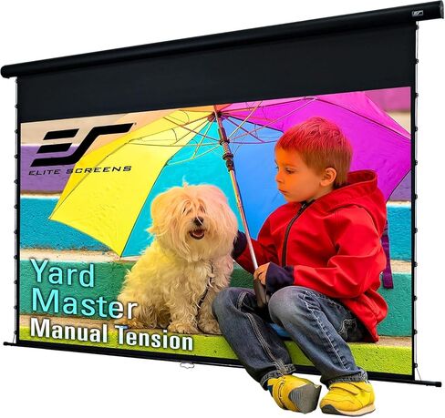 Elite Screens Yard Master Manual Tab-Tension 115-INCH Outdoor Projector Screen Home Movie Cinema, OMS115WHMT in Kuwait