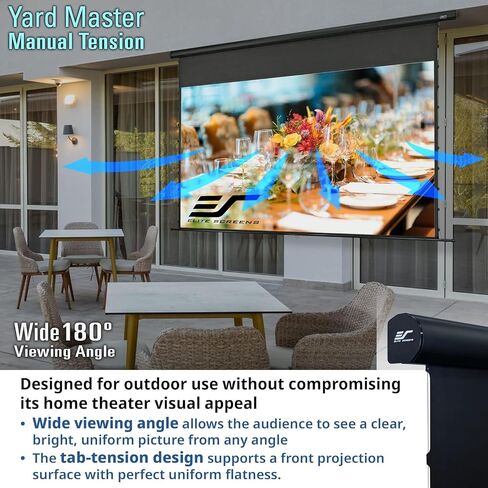 Elite Screens Yard Master Manual Tab-Tension 115-INCH Outdoor Projector Screen Home Movie Cinema, OMS115WHMT in Kuwait