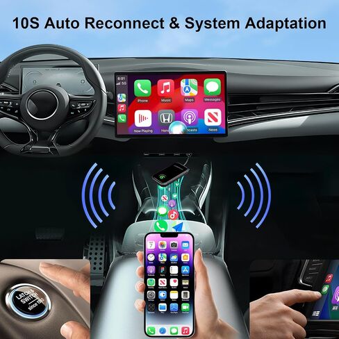2-in-1 CarPlay Android Auto Wireless Adapter, Plug and Play, No Delay,Plug & Play,CarPlay Converter Dongle for Apple Wired CarPlay Cars & for iPhone iOS 10+, USB & USB C in Kuwait