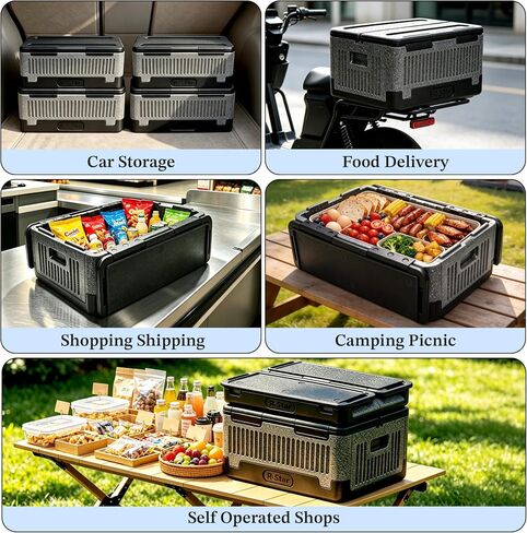 tonchean 42QT EPP Insulated Catering Hot Box, Top Load Food Pan Carrier, Holds Full and Half Size 8 Inch Deep Pans, Portable Black Plastic Food Warmer with Handles for Outdoor BBQ Buffet Events in Kuwait