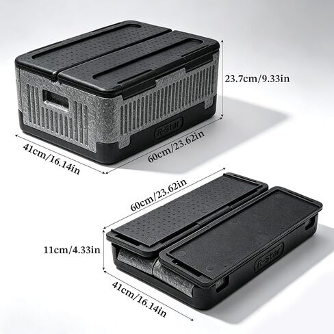 tonchean 42QT EPP Insulated Catering Hot Box, Top Load Food Pan Carrier, Holds Full and Half Size 8 Inch Deep Pans, Portable Black Plastic Food Warmer with Handles for Outdoor BBQ Buffet Events in Kuwait