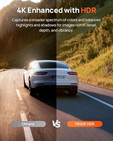 【70mai Dash Cam 4K T800E+Hardwire Kit UP03】 70mai 4K Dash Cam Front and Rear Inside, 3 Channel Car Dash Camera for Cars, Dashcam with GPS, Wi-Fi 6, Voice Control, Parking Monitor, Night Vision in Kuwait