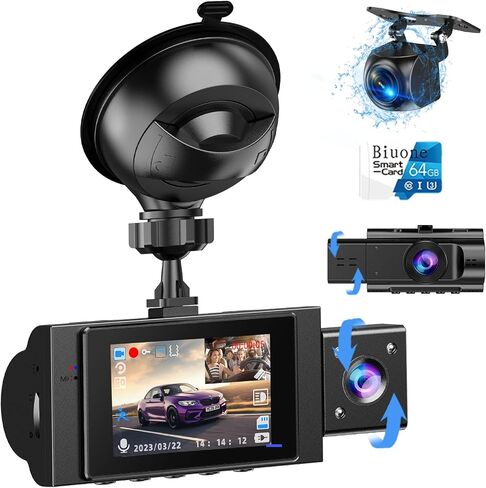 Dual Dash Cam, 2.5K Front, 1080P Rear, 5G WiFi, 64GB Card in Kuwait