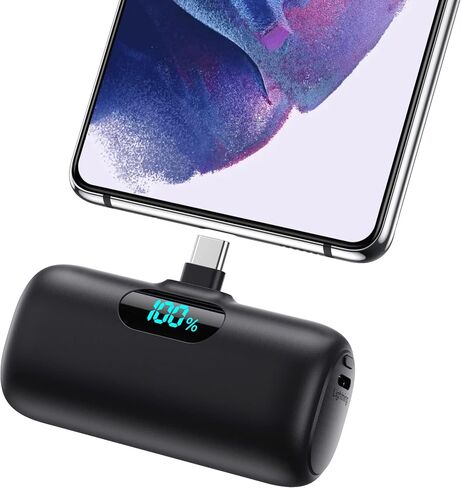 Mini Portable Charger 5000mAh Power Bank,15W PD USB C Cell Phone Portable Power, LCD Display Battery Pack Compatible With iPhone 15/15 Plus/15 Pro/15 Pro Max/Android/Samsung/Moto/LG (Type-C Only) in Kuwait